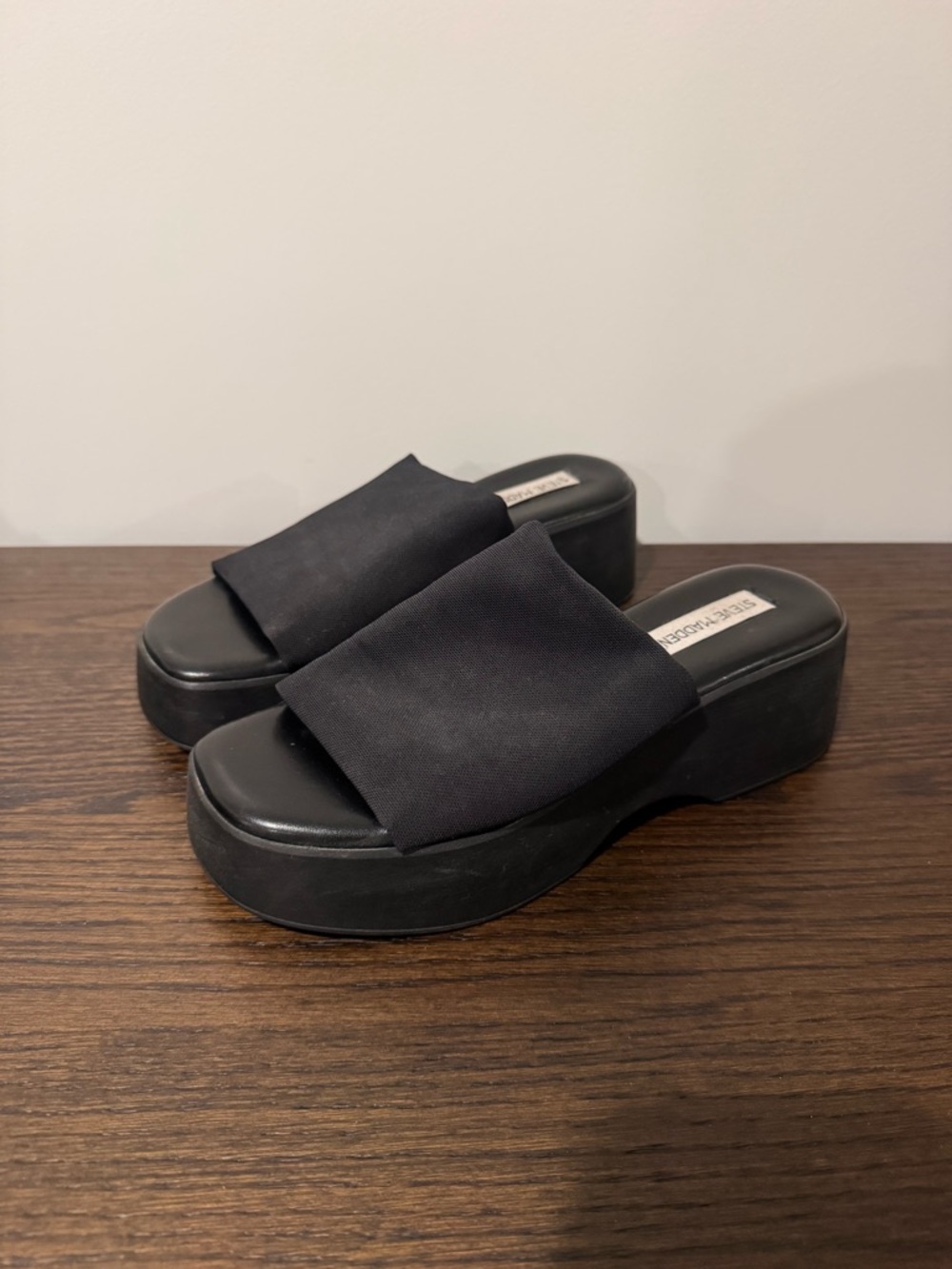 Steve Madden Y2K Black Platform Slide Sandals